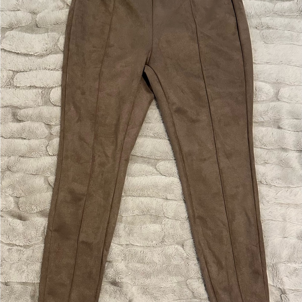 SHEIN Brown Ankle Cropped Pants with Slim Fit